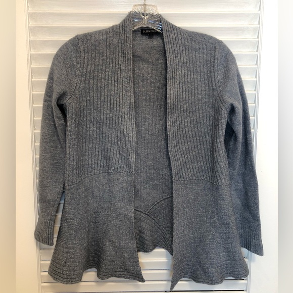 Gray Open-Front Women's Sweater - Picture 7 of 11